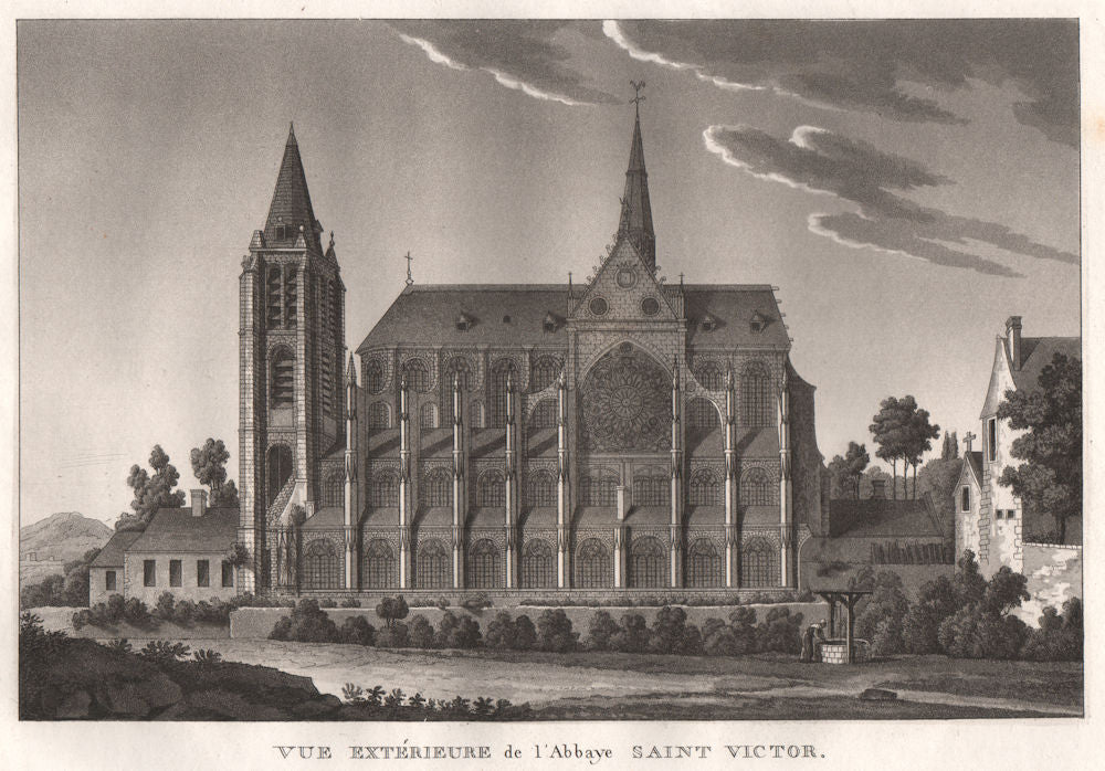 PARIS. Abbaye Saint Victor. Aquatint 1808 old antique vintage print picture